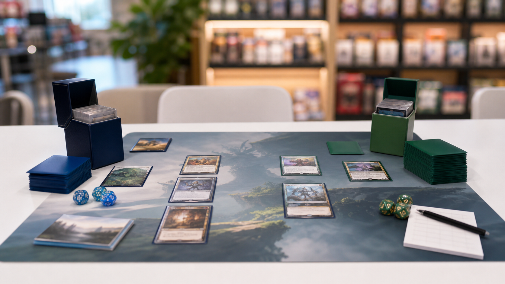 Beginner trading card learn-to-play setup